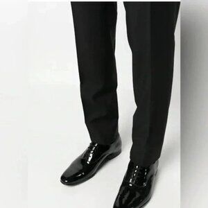 Canali designer black laceup day 2 nite classic stylish leather derby shoes 40.5